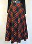 Black-Red Paneled Cotton-Blend Vintage Swing Skirt