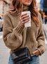Women Long Sleeve Cotton-Blend Cotton-blend Turtleneck Sweater