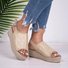Women Platform Sandals Summer Vintage Peep Toe Weaving Shoes