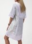 Summer Half Sleeve V Neck Floral Print Midi  Patchwork Dress