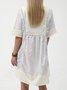 Summer Half Sleeve V Neck Floral Print Midi  Patchwork Dress