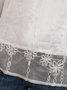 Women Bell Sleeve Floral Tulle Plain Top