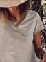 Women Casual Crew Neck Plain Short Sleeve Summer T-shirt
