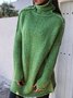 Women Turtleneck Cotton Knitted Long Sleeve Sweater