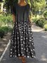 Women Dot-Intarsia Short Sleeve Two Pieces Maxi Dress