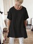 Short Sleeve Crew Neck Pockets Shirt Daily Plus Size Top