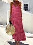 Polka Dots Casual V-neck Sleeveless Pockets Maxi Dress Vacation Summer Tank Dress
