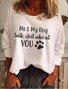 Women Crew Neck Long Sleeve Casual Letter Top