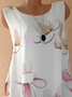 Women Casual Daily Crew Neck Sleeveless Floral-Print Comfy Dress