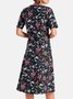Plus Size Midi Dress Printed Floral Summer Weaving Dress