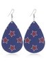 PU leather drop five-pointed star flag earrings
