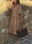 Vintage Women Short Sleeve V Neck Floral Printed Casual Women Dress