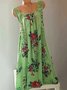 Sleeveless Floral-Print Floral Lace Weaving Dress