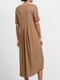 Plus Size Midi Dress Women Summer Solid Weaving Dress