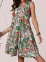 Women V-Neck Abstract Print Summer Weaving Dress