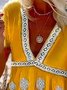 Women Caftan V-Neck Holiday Summer Weaving Dress