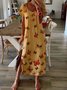 Printed Summer Maxi Dress Crew Neck Women Weaving Dress