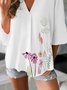 V Neck 3/4 Sleeve Floral Shirt