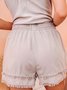 Paneled Casual Cotton Plain Shorts