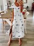 White Crew Neck Cotton-Blend Short Sleeve Dress