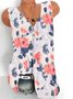 Floral Casual V Neck Tank & Cami Top Printed blouse