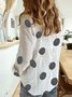 Long Sleeve 1 White Women Blouse & Shirt V Neck Cotton Casual Printed Daily Blouse & Shirt