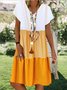 Neck Short Sleeve Cotton-Blend Women Dress
