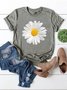 Short Sleeve Crew Neck Floral-print Casual T-shirt
