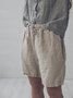 Casual Linen Loose Loose Drawstring Shorts