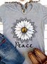 Gray Casual T-Shirt Round Neck Top