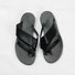Black Casual Summer Flat Heel Leather Slipper