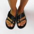 Black Casual Summer Flat Heel Leather Slipper