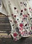 Khaki Pastoral Floral Cotton-Blend Top