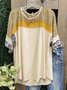 Yellow Crew Neck Cotton-Blend Casual T-shirt