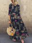 Crew Neck Floral Half Sleeve Holiday Maxi Weaving Dress