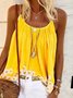 Yellow Sleeveless Printed Strapless Cotton Cami Top