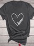 Vintage Short Sleeve Statement Love Letter Printed Crew Neck Plus Size Casual Top