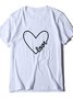 Vintage Short Sleeve Statement Love Letter Printed Crew Neck Plus Size Casual Top