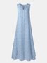 Floral Sleeveless Maxi Dress Plus Size V Neck Weaving Dress