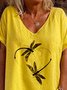Yellow Casual Cotton Short Sleeve Shirt & Top