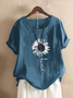 Blue Cotton Casual Top