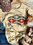 Light Brown Shift Short Sleeve Round Neck Abstract T-shirt
