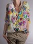 Color Ombre/tie-Dye Cotton-Blend Boho Shirt