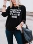 Casual western style plus size loose letter print pattern 3/4 sleeve round neck T-shirt