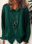 Women Solid Color Long Sleeve Irregular Single-breasted Cotton Linen Shirt Blouse