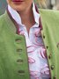 Green Long Sleeve Buttoned Plain Vintage Jacket
