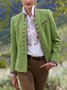 Green Long Sleeve Buttoned Plain Vintage Jacket
