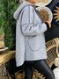 Gray Hoodie Plain Long Sleeve Knit coat
