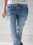 Blue Ripped Denim Shift Casual Jeans
