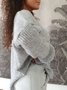 Gray Casual Loose V Neck  Solid Color  Long Sleeve Sweater